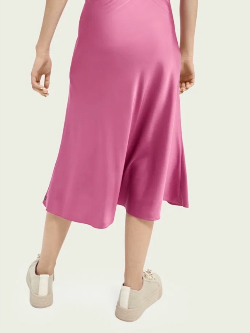 Scotch & Soda Satin A-Line Midi Skirt in Rose - Picture 3 of 8